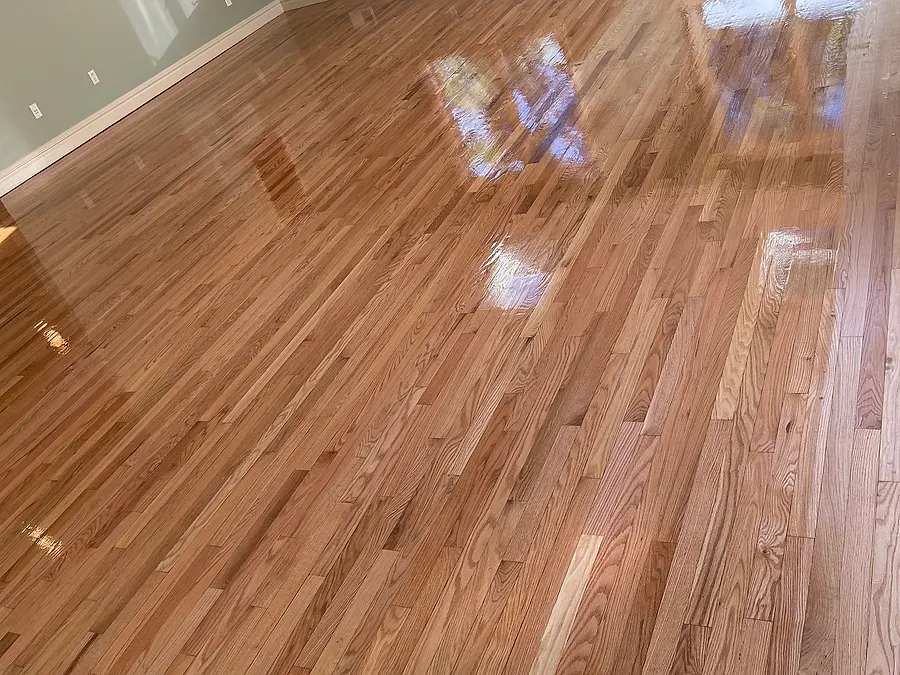 Living room hardwood floor after sanding and refinishing